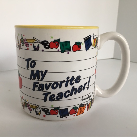 Teacher mug vintage EUC Favorite books apples cup - Picture 6 of 11